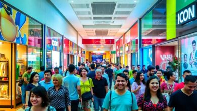 مشهد تسوق ملون في آيكون مول برام الله.